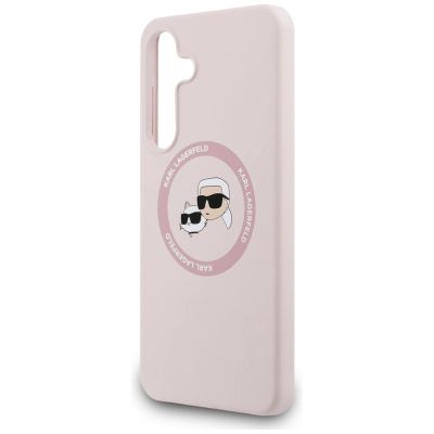 6. Karl Lagerfeld Silikonhülle mit Karl & Choupette-Motiv (MagSafe) für Samsung Galaxy S25 FE – Pink
