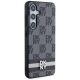 5. DKNY Lederhülle mit kariertem Monomuster und bedruckten Streifen für Samsung Galaxy S24+ – Schwarz