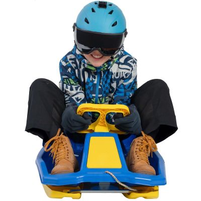 16. Kunststoffschlitten mit Bremse und Lenker, Weihnachtsmann-Motiv, 97 x 53 x 25 cm, Grün