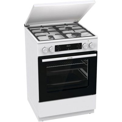 4. GORENJE GKS6C71WF Gas-Elektro-Herd 60 cm | Heißluftfrittieren | Extra Dampf | Auftauen | Weiß
