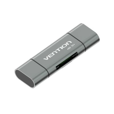 3. Vention SD/microSD-Kartenleser mit USB 3.0 USB-C microSD-Anschlüssen, Grau