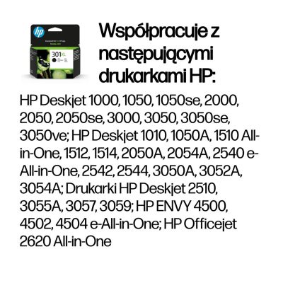 42. HP Schwarze Tintenpatrone HP 301XL, HP301XL=CH563EE, 480 Seiten, 8 ml
