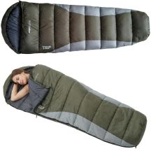 TRIP GRÜN-GRAUER TOURISTEN-SCHLAFSACK MIT KOMPRESSIONSFÖRMIGER PACKUNG 210X80X50CM ENERO CAMP