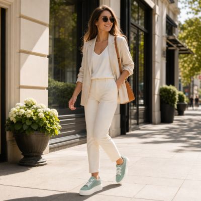 11. Damen-Sneaker aus Leder mit durchbrochenem Muster, grün, Filippo DP7520/26