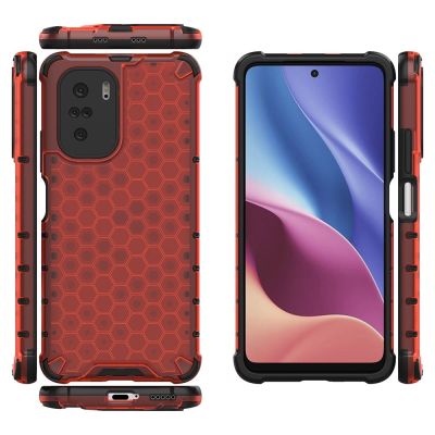 2. Honeycomb Handyhülle Schutzhülle mit TPU Rahmen für Xiaomi Redmi K40 Pro+ / K40 Pro / K40 / Poco F3 rot