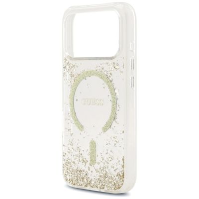 6. Guess Resin Bottom Glitter MagSafe Hülle für iPhone 17 Pro - Gold