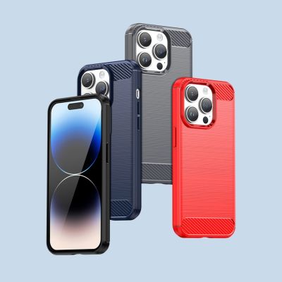 12. Carbon Case für iPhone 14 Pro Max flexible Gel-Rückseite blau