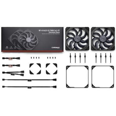 3. NOCTUA 140-mm-Lüfter NF-A14x25 G2 PWM Sx2 PP chromax black