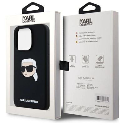 8. Karl Lagerfeld KLHMP15LSKHPPLK iPhone 15 Pro 6,1" schwarz/schwarz Hardcase Silikon Karl Head Print MagSafe