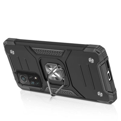 4. Wozinsky Ring Armor Tough Hybrid Case Cover + Magnethalter für Samsung Galaxy A03s schwarz