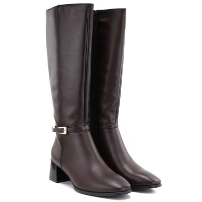 8. Braune Damen-Lederstiefel mit hohem Absatz, Sergio Leone KZ-31-S