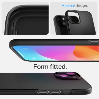 10. Spigen Thin Fit Hülle für iPhone 15 Plus – Schwarz