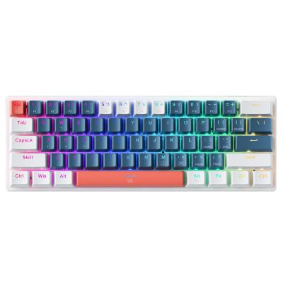 2. Machenike K500-B61 Kabelgebundene mechanische Gaming-Tastatur mit Hintergrundbeleuchtung und blauen Schaltern – Blau und Weiß