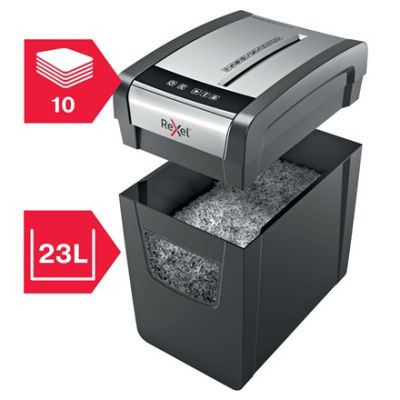 6. Rexel Momentum X410-SL Slimline Aktenvernichter, 10 Blatt, 23-Liter-Auffangbehälter