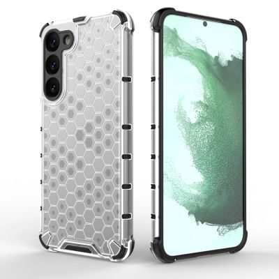 18. Wabenhülle für Samsung Galaxy S23+ gepanzerte Hybridhülle transparent