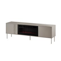EF TV-Schrank + schwarzer TRESSE Kamin 180x40x54,5 cm, Kaschmir matt