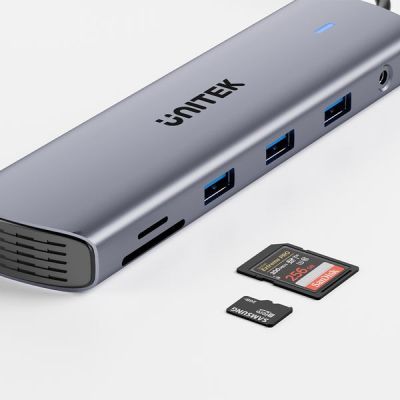 13. UNITEK D1113BGY01 Hubs und Konzentratoren 2 x USB 3.2 Gen 2 (3.1 Gen 2) Typ-C 1000 Mbit/s Grau