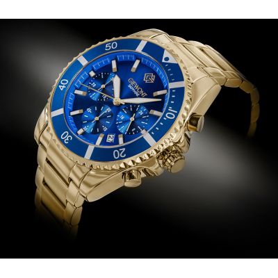 2. Giewont Herrenuhr Chronograph Saphir Gold Blau GW3970-B6