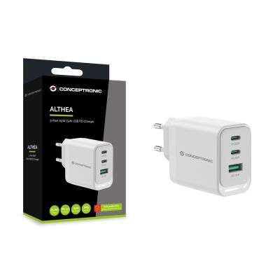 5. Conceptronic ALTHEA21W65 Universelles Ladegerät für Mobilgeräte, Weiß, AC-Schnellladung, Intern