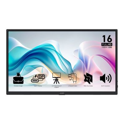 15. MSI PRO MP165DE E6 Tragbarer Fernseher / Monitor, Schwarz, 39,6 cm (15,6 Zoll), LED, 1920 x 1080 Pixel