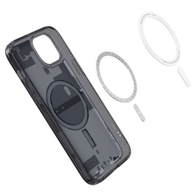 7. Spigen Ultra Hybrid Mag Case mit MagSafe für iPhone 15 Plus – Dunkelgrau (Zero One Pattern)