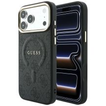 Guess Embossed 4G Classic MagSafe Hülle für iPhone 17 Pro / 18 Pro – Schwarz