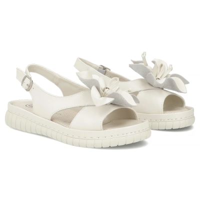 4. Beige Leder-Keilsandalen für Damen, Modell Filippo DS6965
