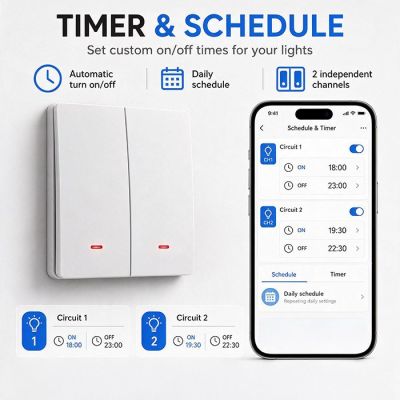 7. QOLTEC LICHT-EIN/AUS-SCHALTER | 2-KANAL | WLAN | TIMER | TUYA | WEISS