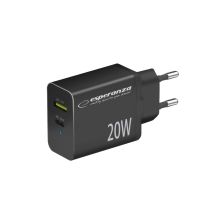 ESPERANZA Netzladegerät 20 W USB-C PD 20 W / USB-A QC 3.0 18 W Schwarz EZC105K