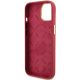 7. Guess Silikon Script Metal Logo & Frame Hülle für iPhone 15 – Rot