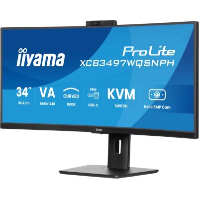 5. IIYAMA Monitor 86,4 cm (34") XCB3497WQSNPH-B1 21:9 HDMI+DP+USB-C Webc