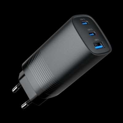 3. GEMBIRD Schnellladegerät mit USB-C-Anschluss, 3x USB, 65 W, Schwarz