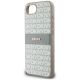 6. DKNY iPhone 16e Hülle mit wiederholtem Texturmuster und farblich abgestimmten Streifen – Beige