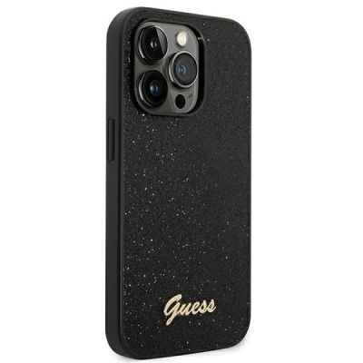4. Guess Glitter Script Case für iPhone 14 Pro - Schwarz