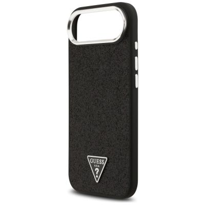 6. Guess Glitter Triangle Logo MagSafe Case für iPhone 17 Air - Schwarz