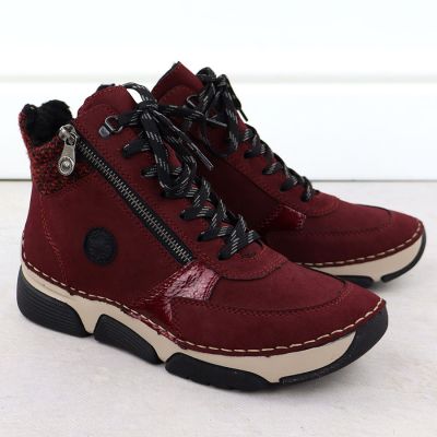 4. Bordeauxfarbene Damen-Wildlederstiefeletten Rieker 45960-35
