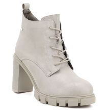 Cremefarbene Damen-Ankle-Boots mit Blockabsatz, Modell M.Daszyński SA218-8
