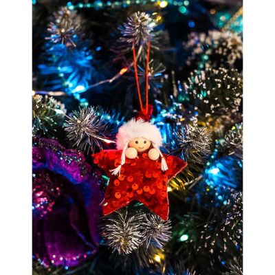 12. Set mit 3 Anhängern, Sternenpuppen, rote Pailletten