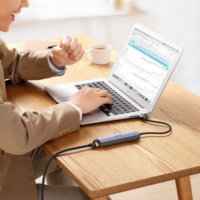 7. Ugreen Multifunktionsadapter HUB USB 3.0 - 3 x USB / Ethernet RJ-45 / USB Typ C PD grau (CM475)