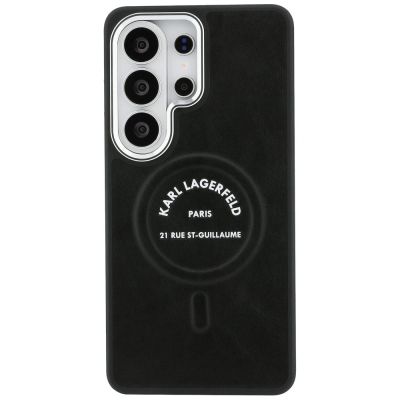 3. Karl Lagerfeld MagSafe Hülle mit geprägtem Ring und RSG-Logo für Samsung Galaxy S26 Ultra – Schwarz