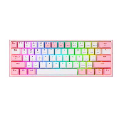 2. REDRAGON K616 Fizz Pro Tastatur, weiß/rosa, USB + Funk + Bluetooth, Rosa, Weiß