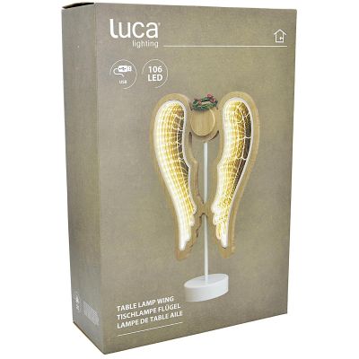 5. Dekorative Engelsflügel aus Holz, 106 LEDs, Infinity, 37 cm, USB, Luca