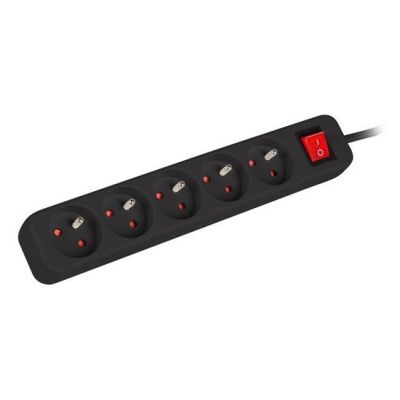 LANBERG Steckdosenleiste 1,5 m, 5 x 230 V, PL, mit Schalter, Kabel aus reinem Kupfer, schwarz