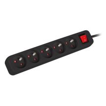 LANBERG Steckdosenleiste 1,5 m, 5 x 230 V, PL, mit Schalter, Kabel aus reinem Kupfer, schwarz