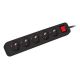 LANBERG Steckdosenleiste 1,5 m, 5 x 230 V, PL, mit Schalter, Kabel aus reinem Kupfer, schwarz