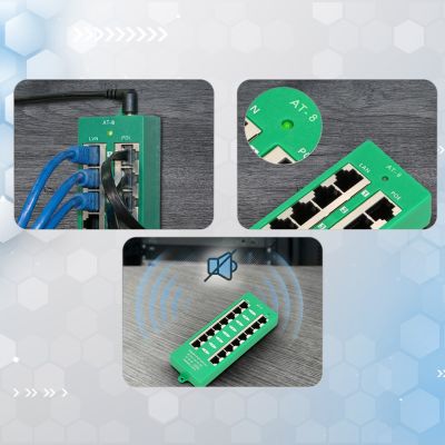 12. Extralink Gigabit PoE Injector 8 Port Active, 8 Gigabit 802.3at/af Ports, Modus A