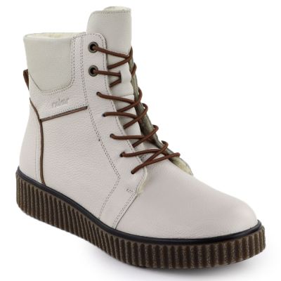 Beige Damen-Lederstiefeletten Rieker Y4303-80