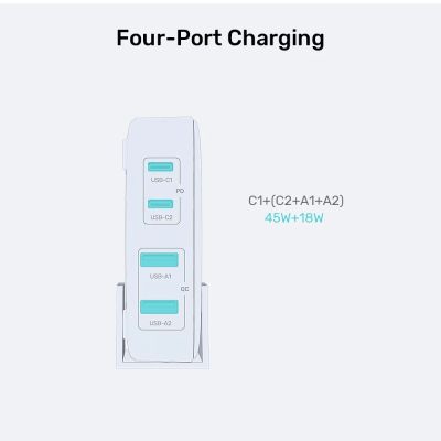 8. UNITEK Tischladegerät GAN 70W 2xUSB-A 2xUSB-C