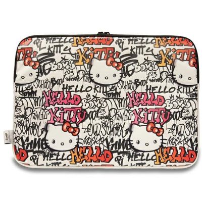 3. Hello Kitty PU-Metall-Logo-Hülle für einen 14-Zoll-Laptop – Beige
