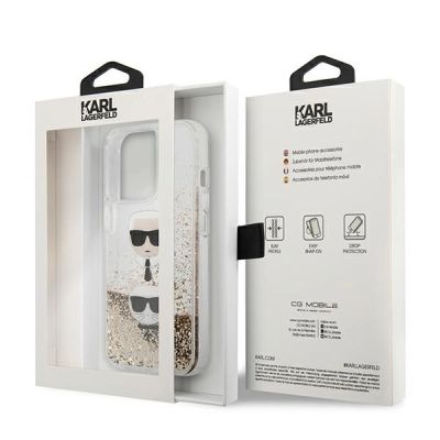 8. Karl Lagerfeld Liquid Glitter Karl&Choupette Head Case für iPhone 13 Pro Max 6,7" - Gold